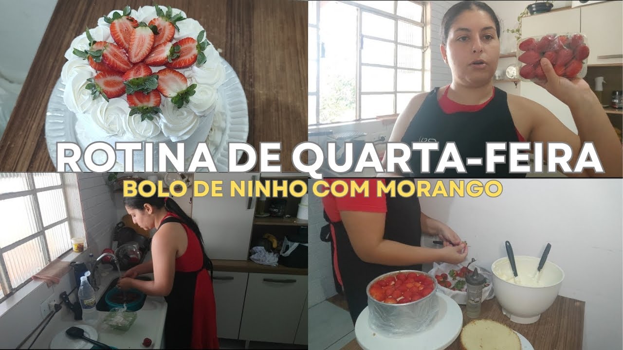 Rotina de dona de casa + Receita de bolo pra aniversário Leite ninho com morango 🍓