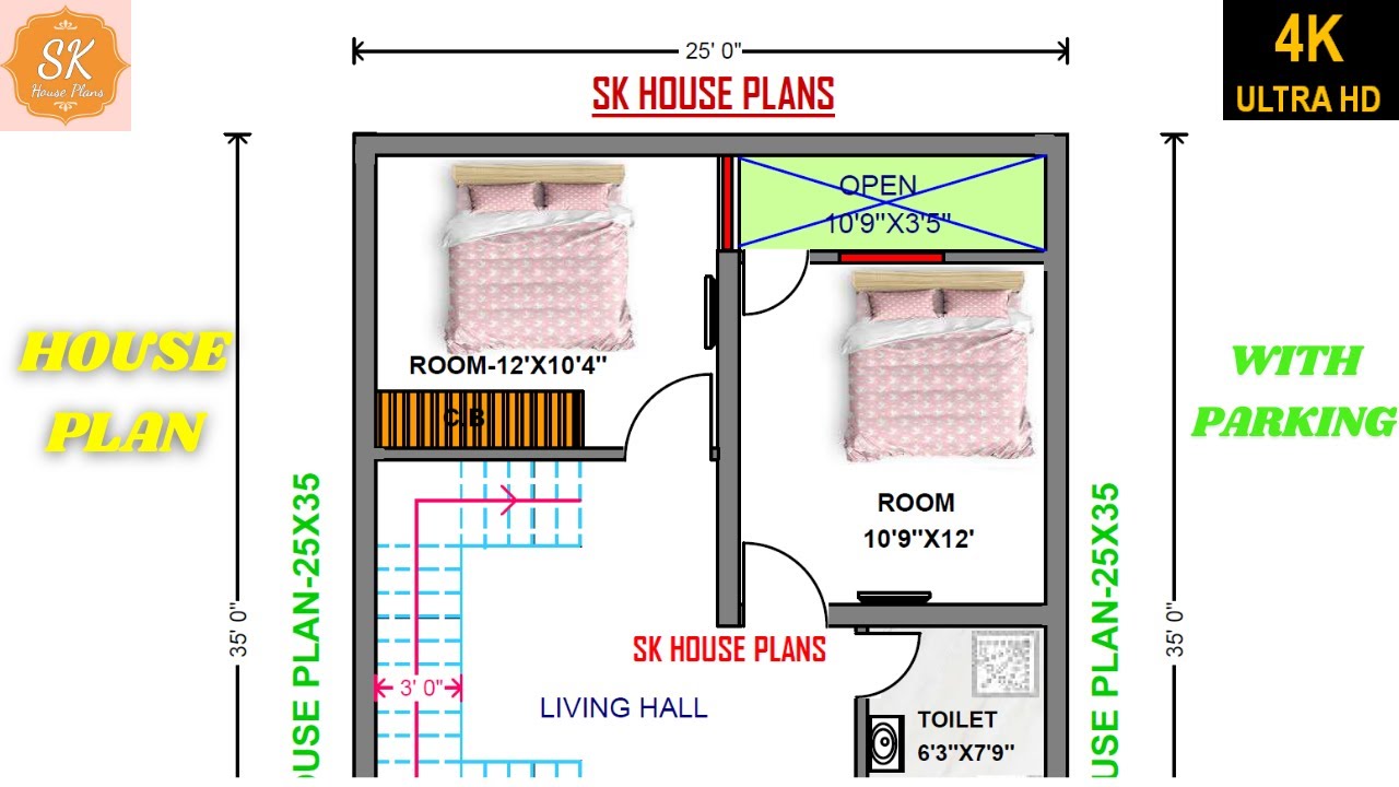 HOUSE PLAN 25’ X 35' / 875 SQ.FT / 97 SQ.YDS / 81 SQ.M / 97 GAJ / WITH ...
