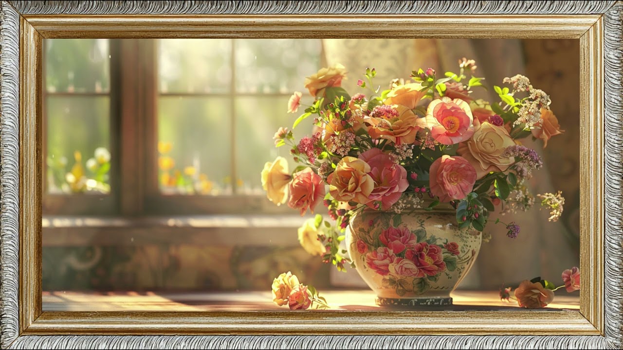 4K Relaxing Vintage Flowers 🌸 2 Hours Sleep Ambient TV Art
