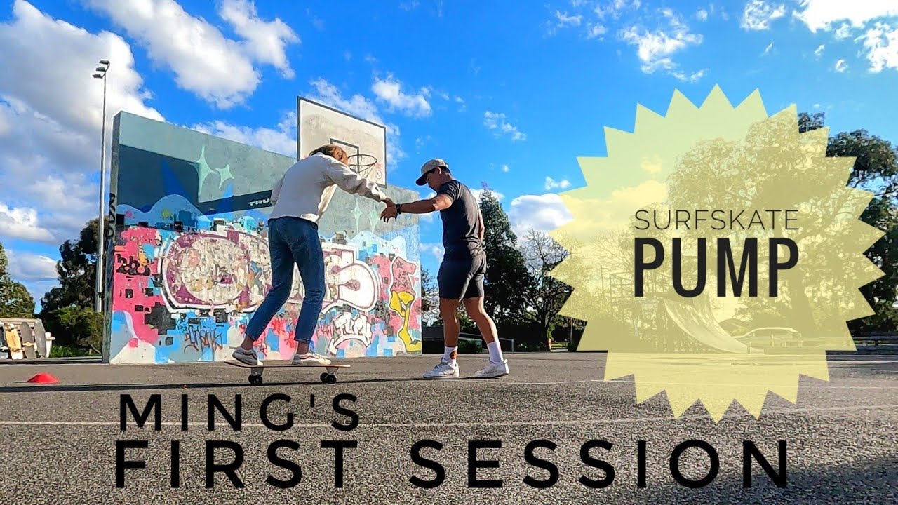 surfskate pump | teaching a beginner how to pump