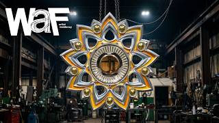 Creating a large sculpture about reflection within the Wisconsin Aluminum Foundry.
