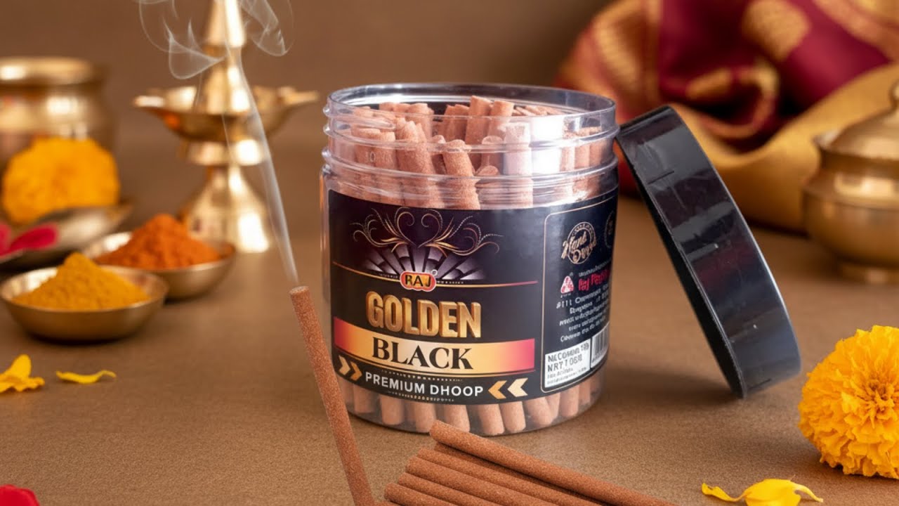 🪔 Golden Black Dhoop – Premium Incense for Positivity, Calm & Freshness Best Fragrance for Home