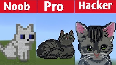 Noob vs Pro vs Hacker Cat Pixel Art in Minecraft
