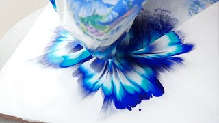 (581) Amazing Blue Flower | Wet Napkin | Paint & Water Only | Acrylic Pouring | Designer Gemma77