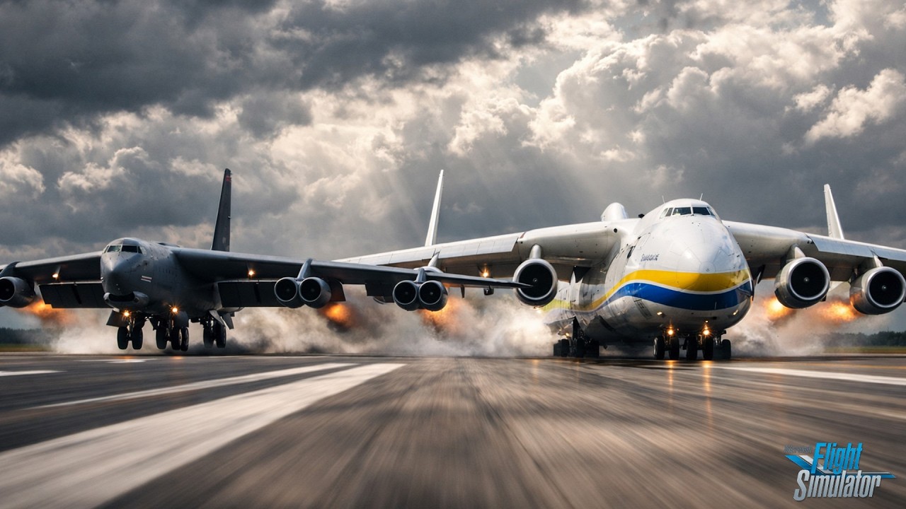 B-52 & AN-225 Running for Takeoff | Giant Bomber Meets World's Biggest Aircraft | MSFS 2020