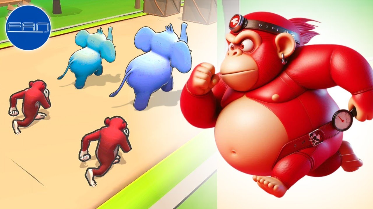 Red Rally Monkey Red Monkey in Animal Race - Flying Zoo - YouTube