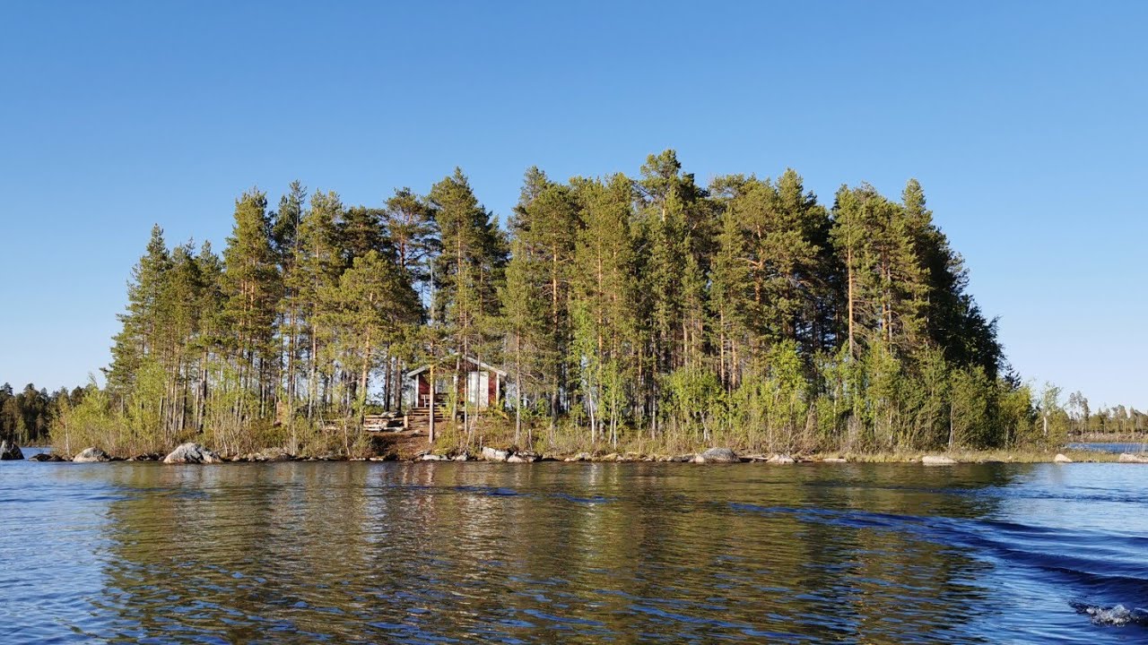 Einsame Insel mit Holzhütte in Lappland Schweden zu mieten