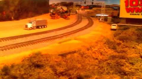 BNSF two train meet at Carlsbad Village (ho scale)