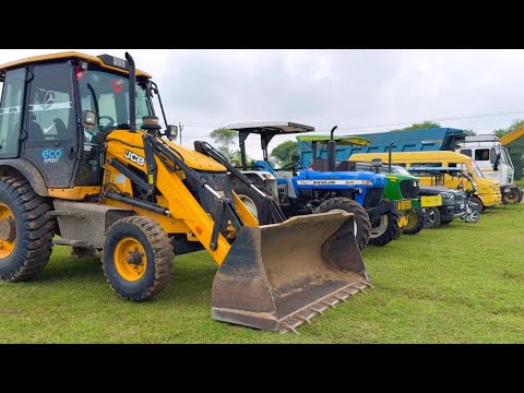 Jcb 3dx loading Mud in TATA Tippers Tractors Swaraj 855 Fe New Holland 3630 4x4 Tractor Thar Truck