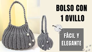 Bolso Elegante A Crochet Con 1 Ovillo Fácil, Rápido Y Con Estilo