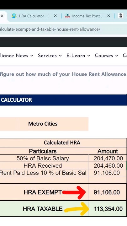 #shorts HRA Calculator House Rent Allowance pe Tax lagega ya Nhi #excel ...