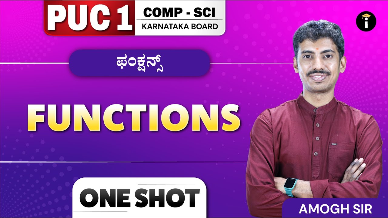 Functions | Computer Science | Class 11th | Karnataka PU 1 | One Shot | In Kannada