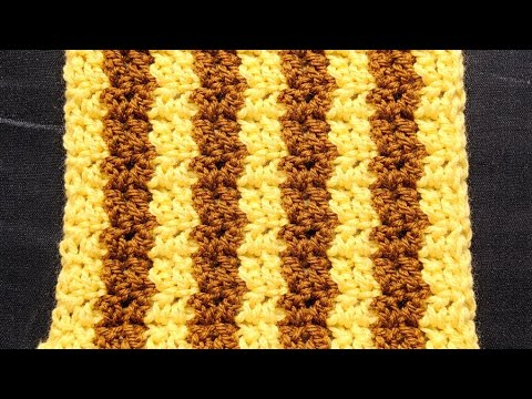 Two Color Rib Crochet Ripple Rib Crochet Stitch – Easy 2-Color Vertical Stripes - YouTube