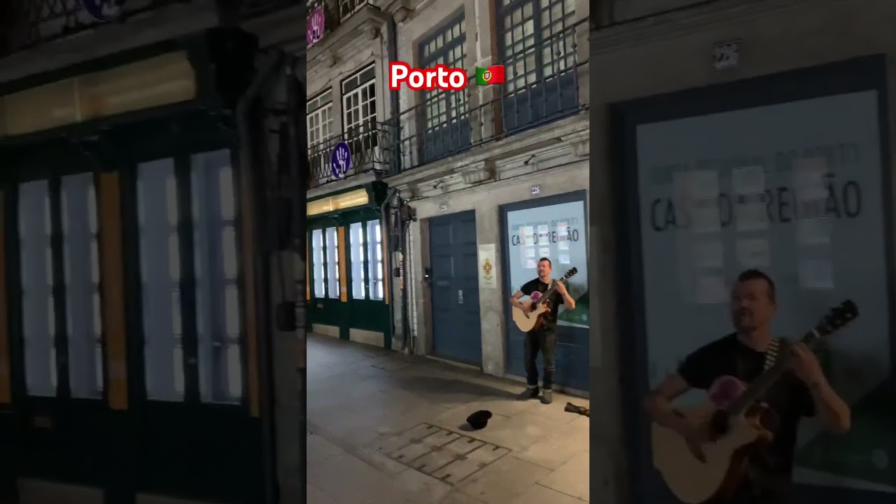 Porto: Guitar Street Artist at Night 🇵🇹 