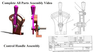Solidworks Control Handle Assembly Teknik Resim, How to make Control Handle Assembly in Solidworks