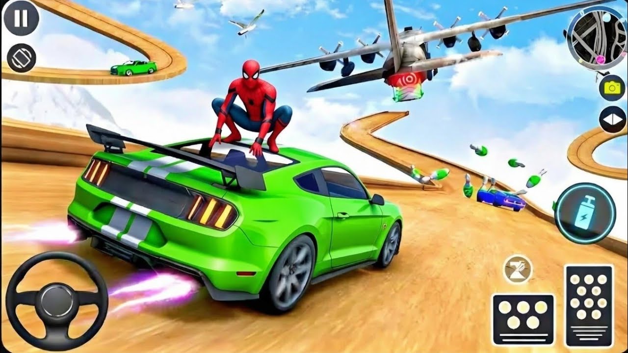 💥 🤯 superhero spiderman mega ramp car stunts gameplay Android gameplay video 🔥🎮#spiderman#cargame 