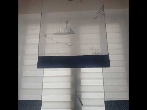 Комплект панельних фіранок Firanka Море і маяк 3шт карниз 150см синій з білим (6_8п), відео 1