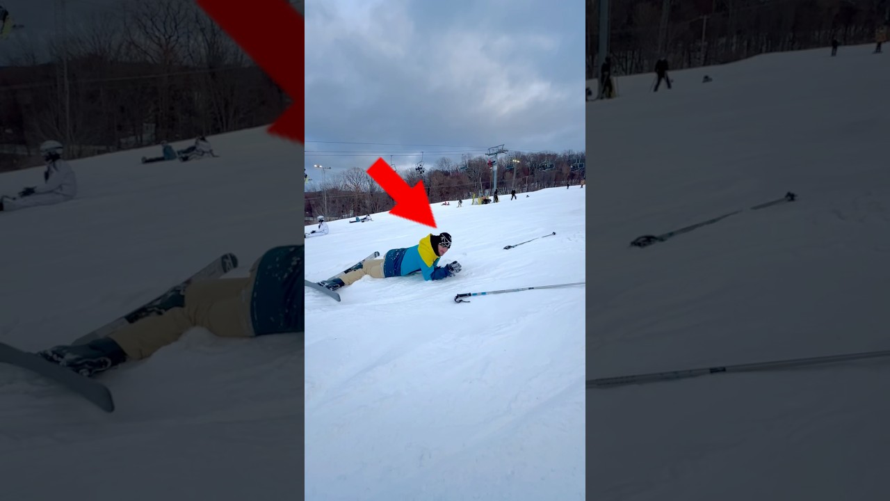 Snowboarder Tries Skiing For The First Time!