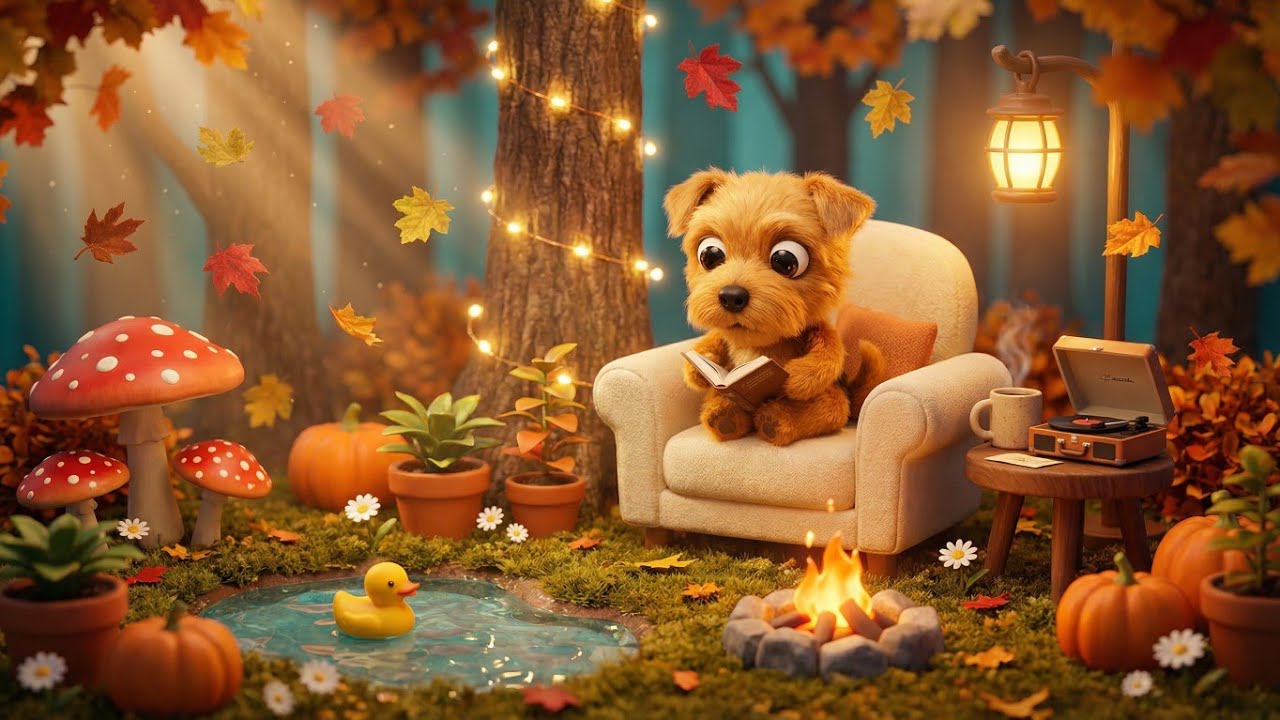Autumn Forest Lofi Beats with a Cozy Dog 🍂🐕📚 | Study Music for Focus & Relaxation
