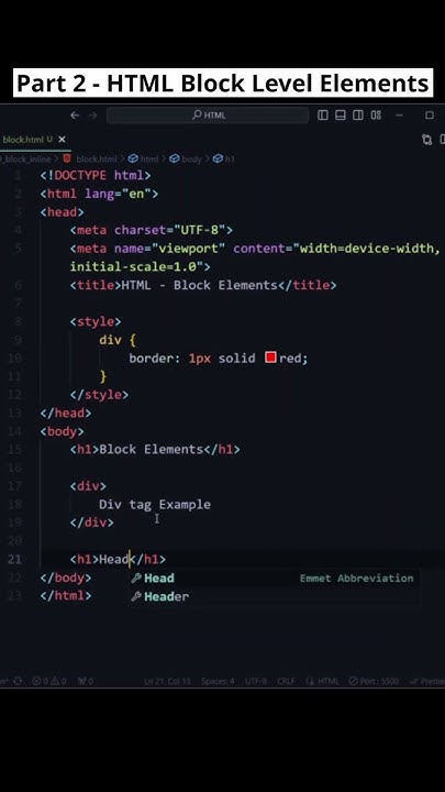 Part 2 - Mastering HTML Block Level Elements with Examples! # ...