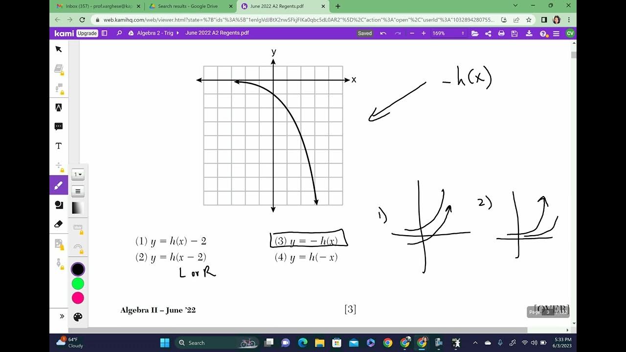 June 2022 Algebra 2 Regents Part 1 - YouTube