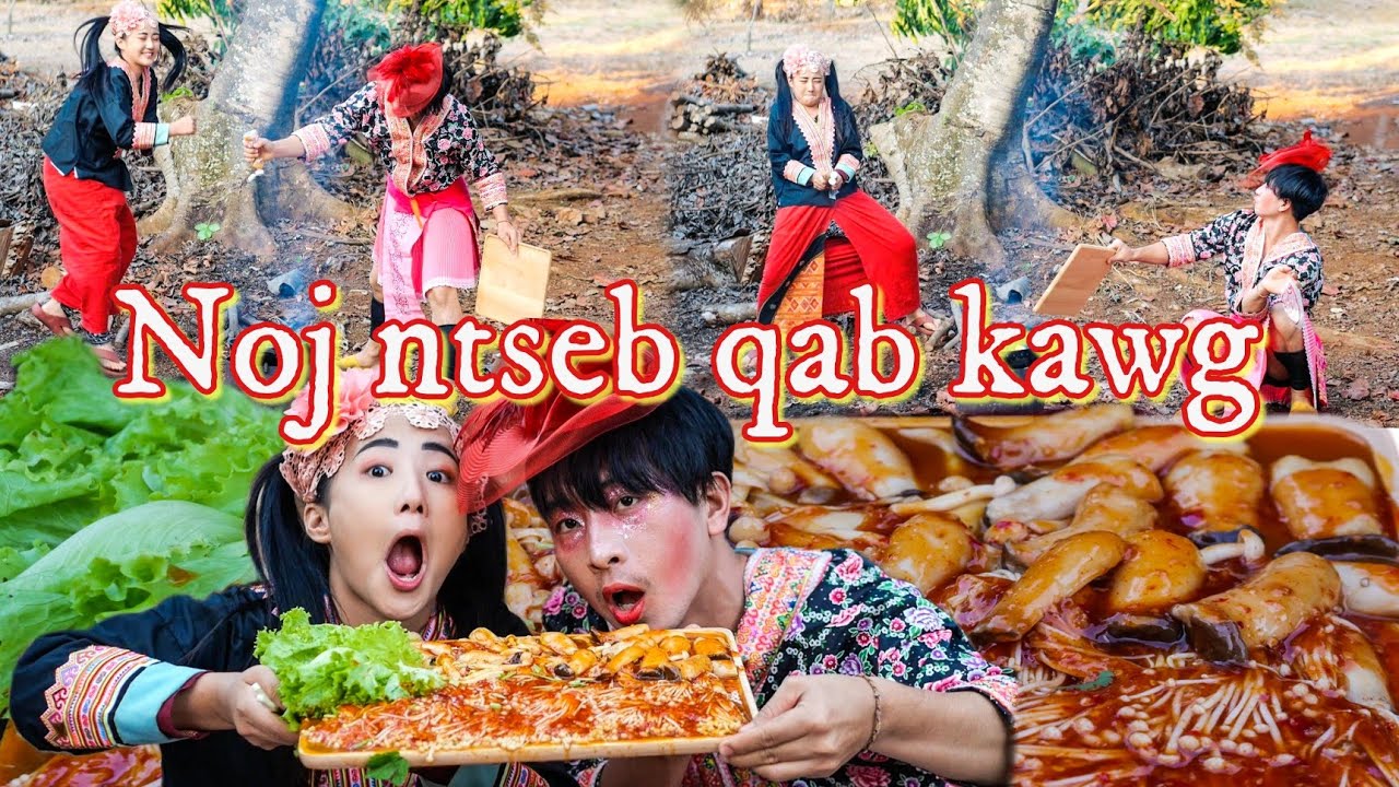 Ep.6 paj yeeb ua nceb noj. เห็ดเข็มทองสีทองซอสหมาล่ารสเผ็ด