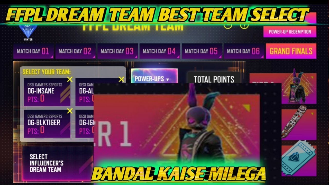 FREE FIRE FFPL DREAM TEAM KAISE COMPLETE KARE FREE FIRE FFPL DREAM TEAM BEST TEAM SELECT KARE