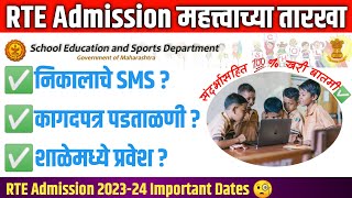 RTE च्या महत्त्वाच्या तारखा - Important Dates | RTE Result 2023-24 Maharashtra  आरटीई २५% न्यूज 2023