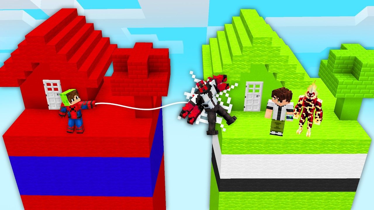 BATALHA de CHUNK de HOMEM ARANHA vs BEN 10 no Minecraft!