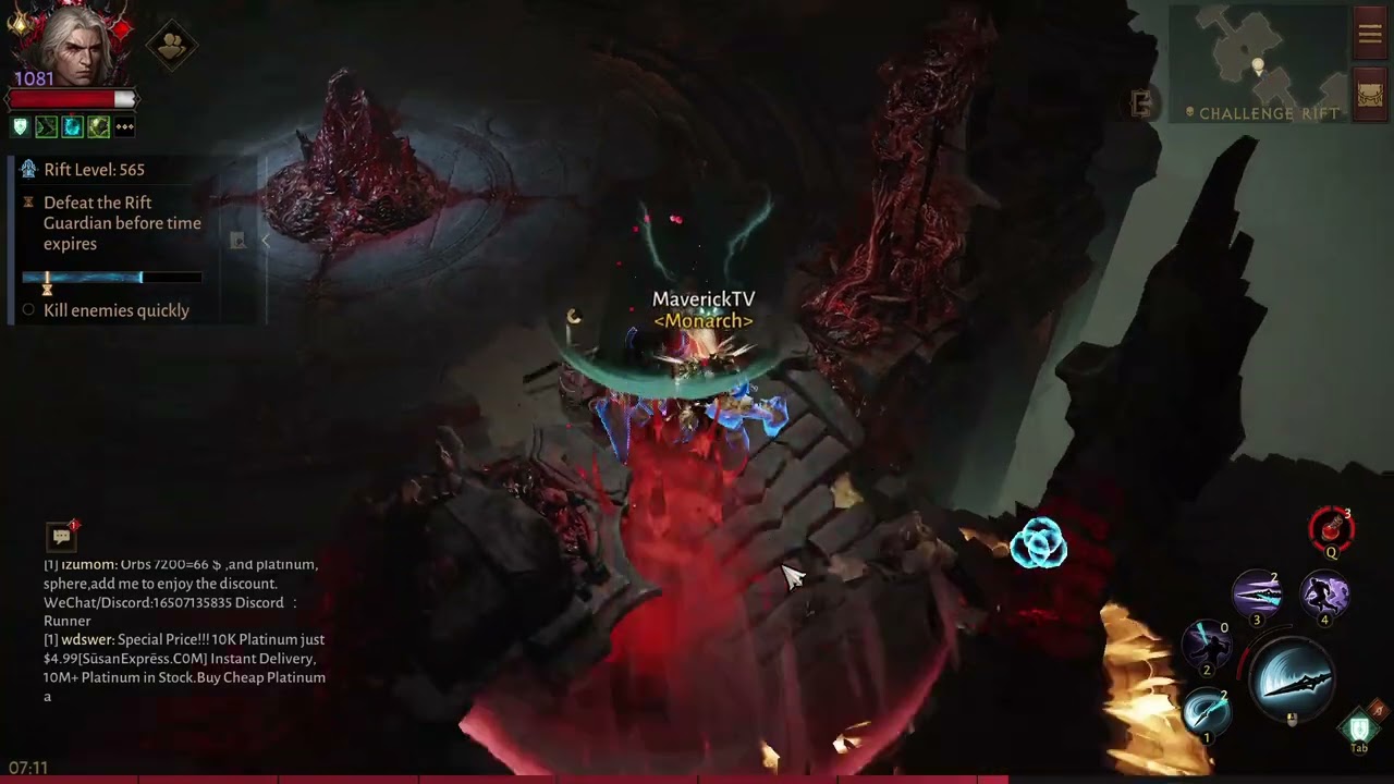 Master Challenge Rift Level 565 Season 14 Rank No 78 Blood Knight on Izual Server in Diablo Immortal