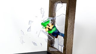 【粘土】窓をぶち破るルイージ 作ってみた - Luigi smashes window Polymer clay