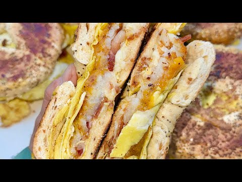 Bagel Breakfast Sandwiches on the Griddle 🔥🥯