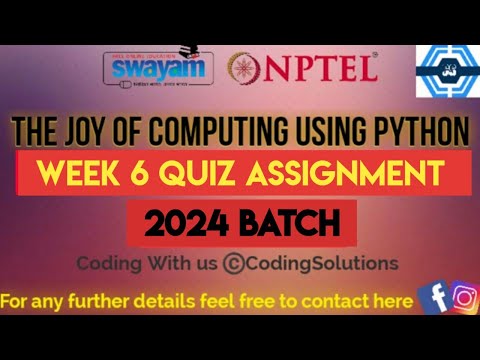 The Joy Of Computing Using Python | Week 6 Answers 2024 | NPTEL | SWAYAM