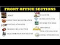 Hotel front office sectionssubdepartments