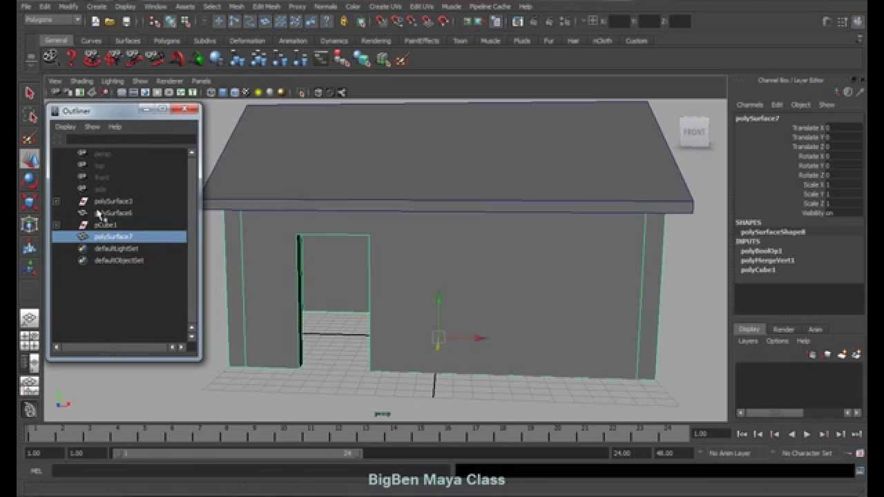 Maya Basic Modeling - PolyHouse - 05 (BigBen Maya Class) - YouTube