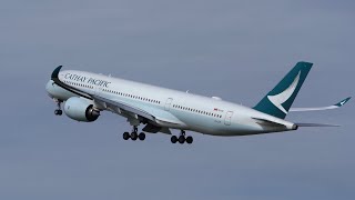 Cathay Pacific A350 B-LRX rare liftoff in sunshine at Manchester