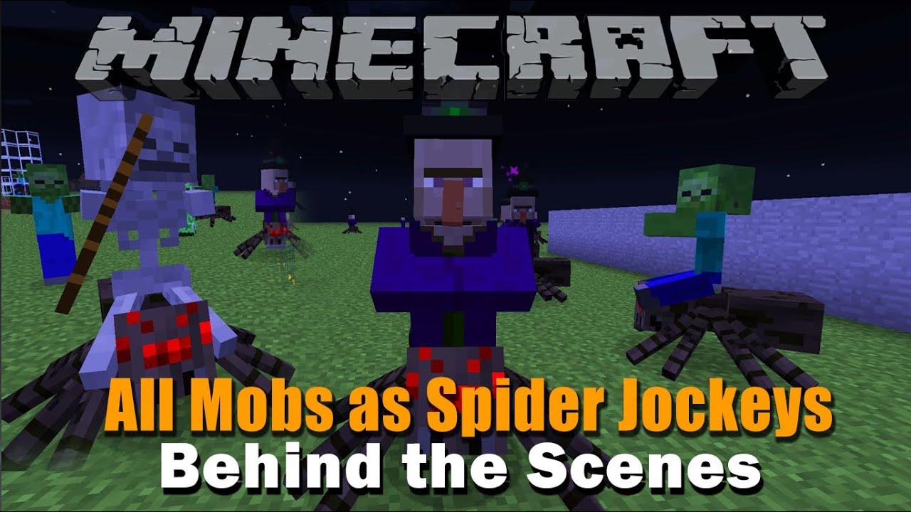 Minecraft All Mobs as Spider Jockeys Behind the Scenes