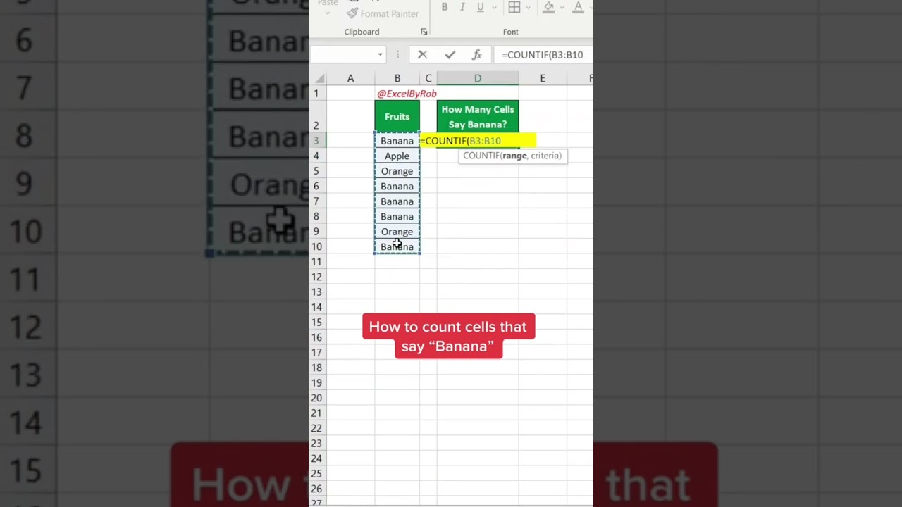 COUNTIF Function In Excel