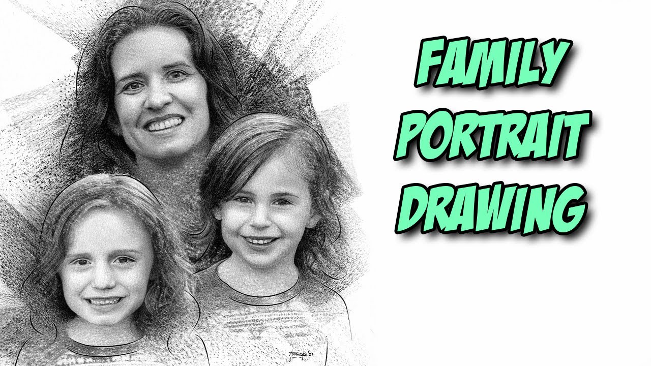 Pencil Drawing Family Portrait || "Sara & The Boys"