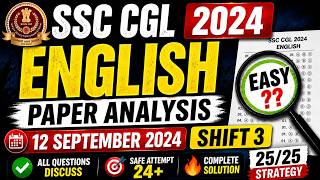 SSC CGL 2024 Tier-I Official Paper (Held On: 12 Sept, 2024 Shift 3) #sscenglish #vocabulary #ssccgl