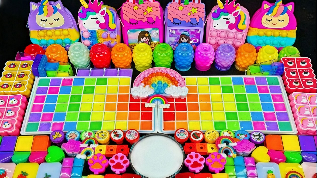 🌈 مزج السلايم المريح ASMR 🌈🦄 يونيكورن قوس قزح ماي ليتل بوني ضد السلايم اللامع | مزج عشوائي للسلايم