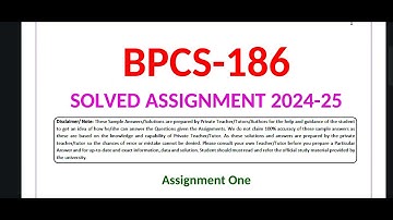 BPCS 186 SOLVED ASSIGNMENT 2024-25 / IGNOU BPCS 186 SOLVED ASSIGNMENT 2024-25 /PDF WTSP 8228091239