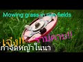 ใบมีดตัดหญ้าและพรวนดินในนาข้าว#กำจัดหญ้าในร่องนา##Mowinggrassinricefield