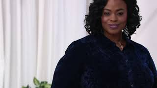 Denim & Co. Crushed Velvet Long Sleeve Button Front Collared Shirt on QVC