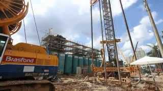 SAO PAULO SUBWAY - BROOKLIN STATION - TIMELAPSE SHOWING CONSTRUCTION OF STRUCTURAL DIAPHRAGM WALL