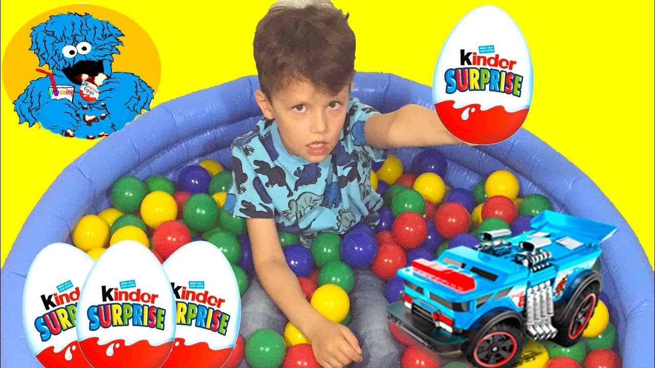 kinder сюрприз на русском языке Бассейн с шариками,Киндер Сюрпризы Тачки,Unboxing Kinder Surprise Challenge