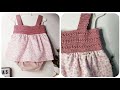 VESTIDO a crochet para niña. Como unir la parte de tela con la de ganchillo.