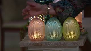 Set of (3) 6" Illuminated Ribbed Mercury Glass Eggs by Valerie on QVC