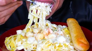 ASMR Creamy Seafood Pasta Noodles Eating Sounds Mukbang *Intense Tingles* Jerry No Talking BIG Bites