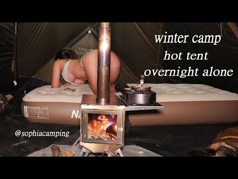 SOLO GIRL CAMPING - OVERNIGHT ALONE in the pine hills - RELAXING SATISFYING in a cozy tent